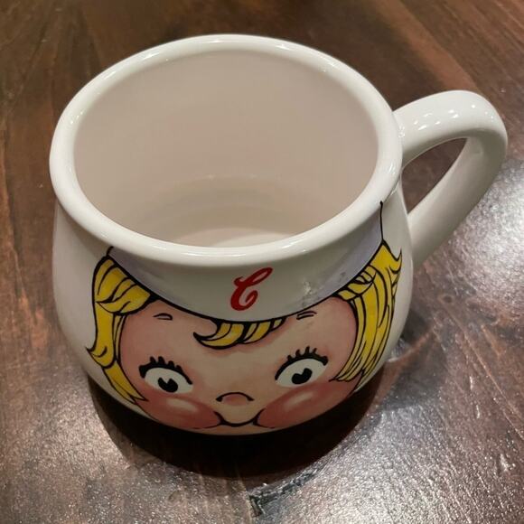 Campbell's Condensed Soup Glass Red White Vintage Mug Blond Hair Chef Hat Unisex - Picture 1 of 6